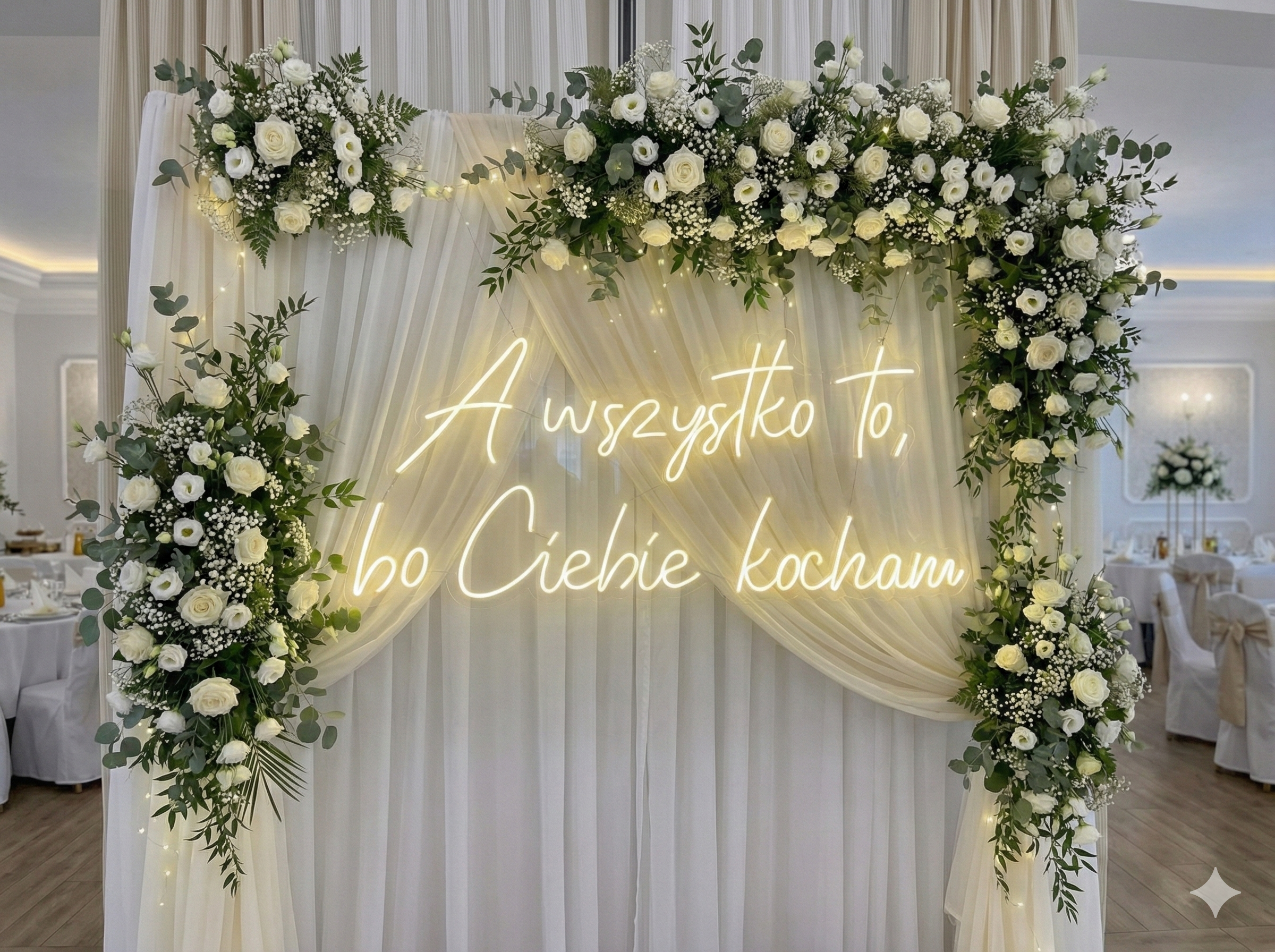 Neon LED "A wszystko to bo Ciebie kocham"