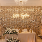 Panele cekinowe szampańskie złoto ścianka glamour