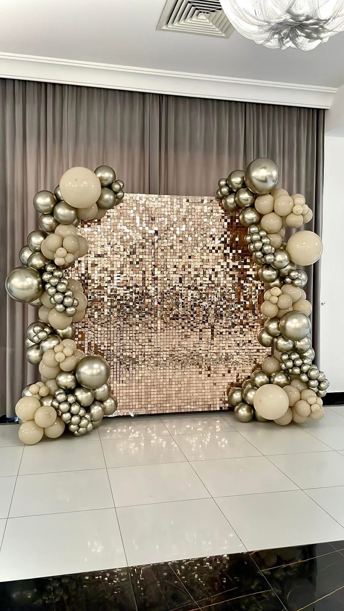 Panele cekinowe szampańskie złoto ścianka glamour